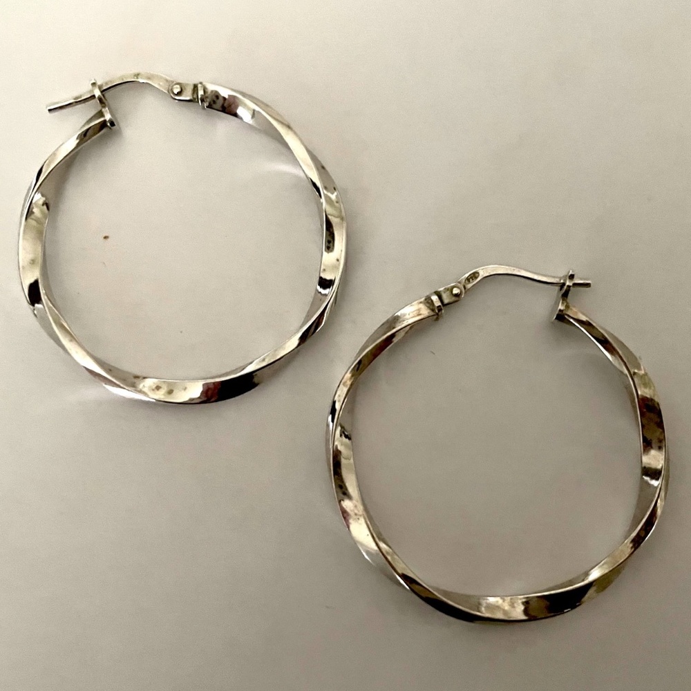 Sterling Silver Twisted Hoop Earrings